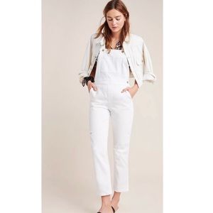 Anthropologie Pilcro White Distressed Overalls